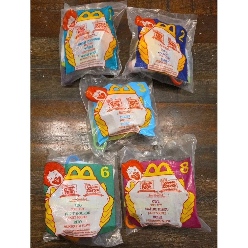 Vtg 1999 McDonalds Winnie the Pooh Sing a Song Plush Toy Lot of 5 NIP Disney